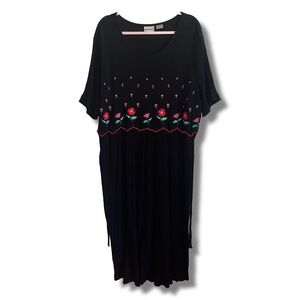 Vintage Embroidered Floral Tie Back Dress